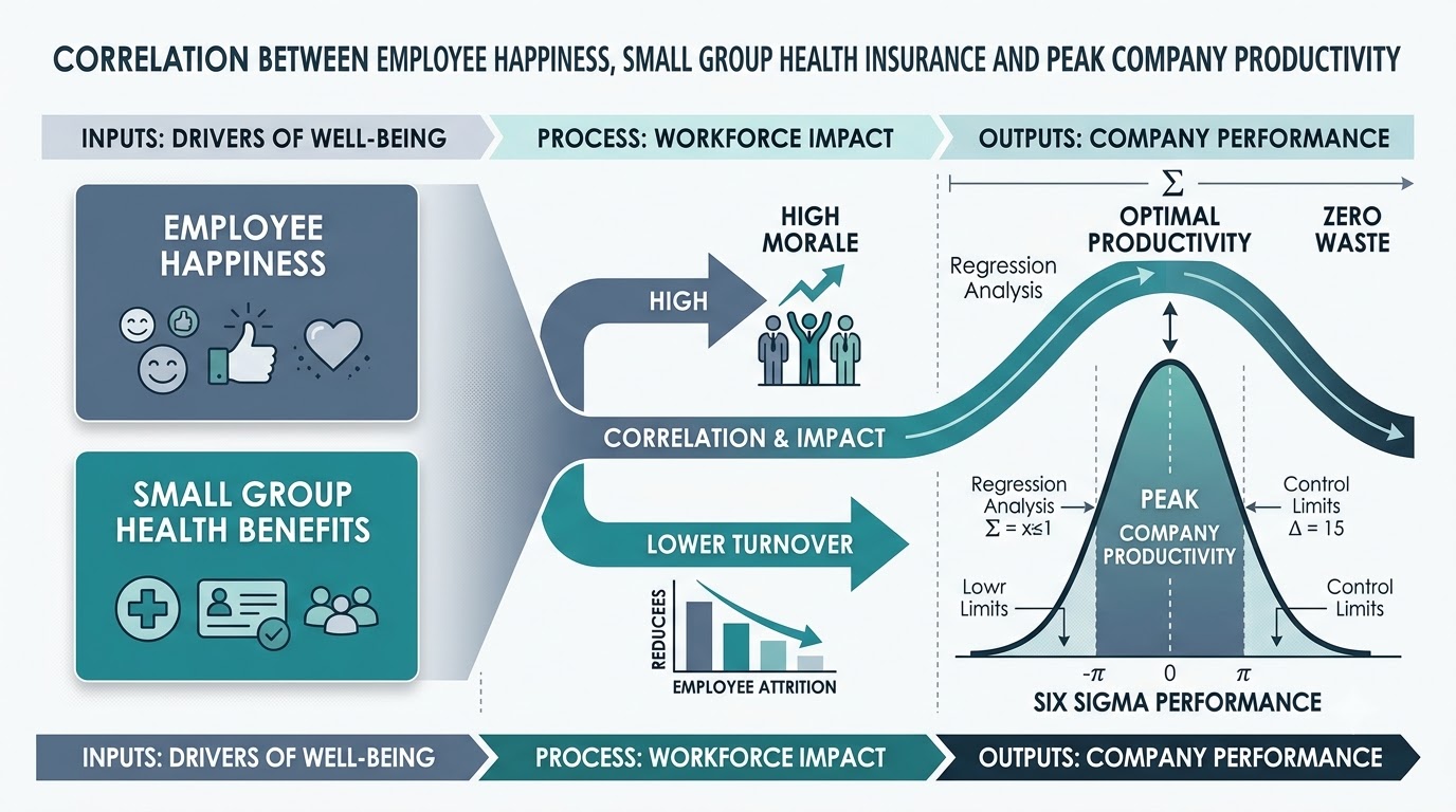 Correlation between employee happiness and health insurance