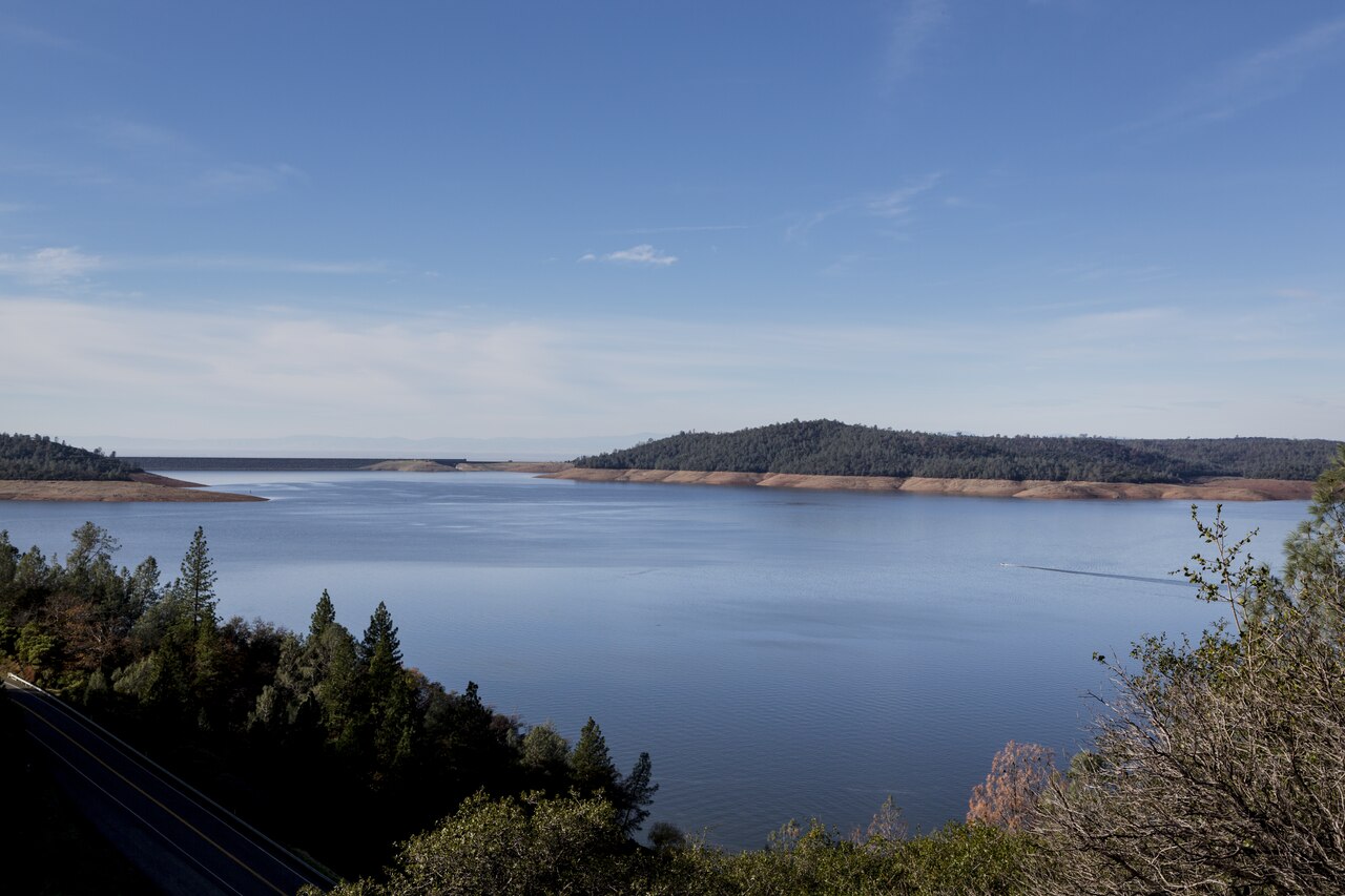 Lake Oroville above the city of Oroville, Butte County, California