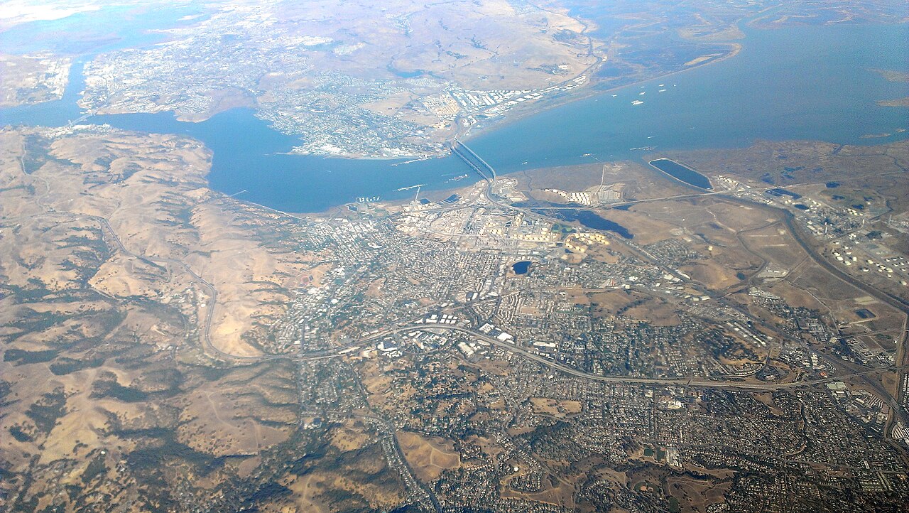 Aerial view of Martinez and the Carquinez Strait, Contra Costa County, California