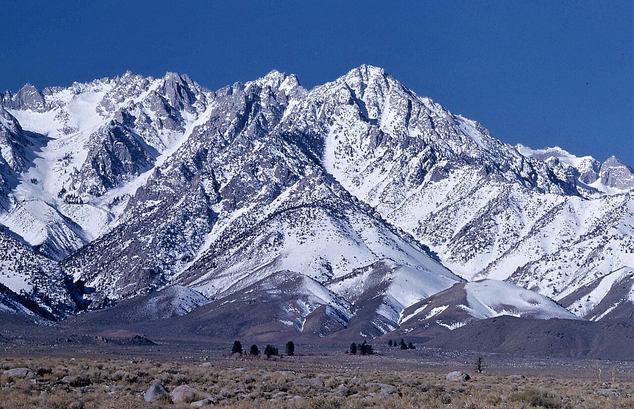 Snow-covered Independence Peak in the eastern Sierra Nevada, Inyo County, California