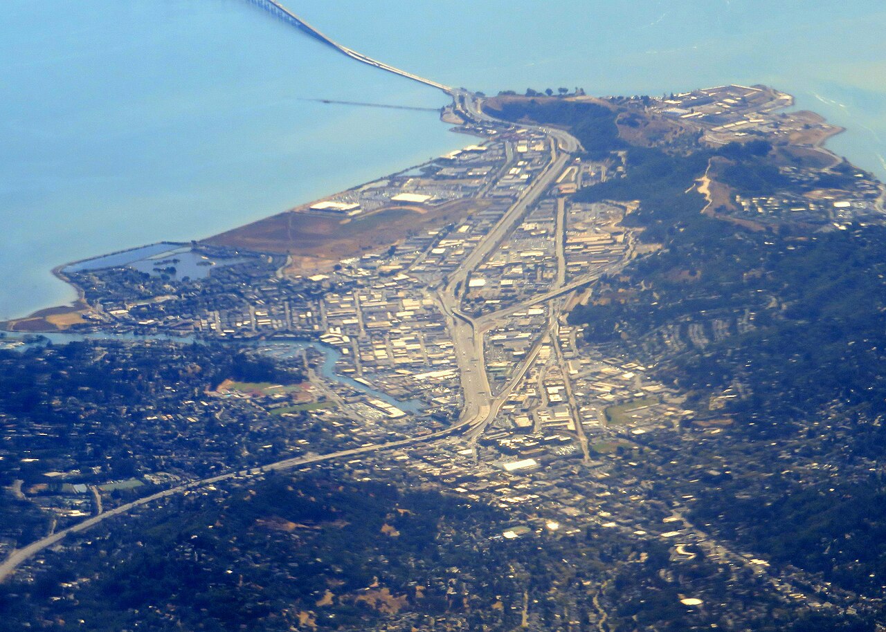 Aerial view of San Rafael, the county seat of Marin County, California