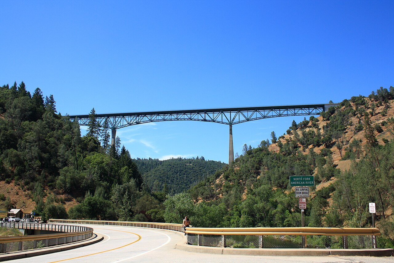 Foresthill Bridge spanning the American River canyon near Auburn, Placer County, California