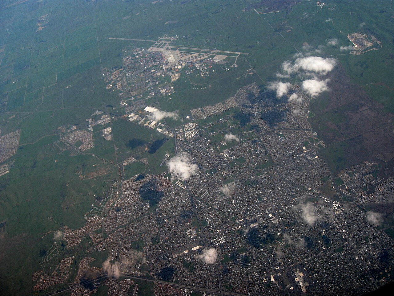 Aerial view of Fairfield, the Solano County seat, California
