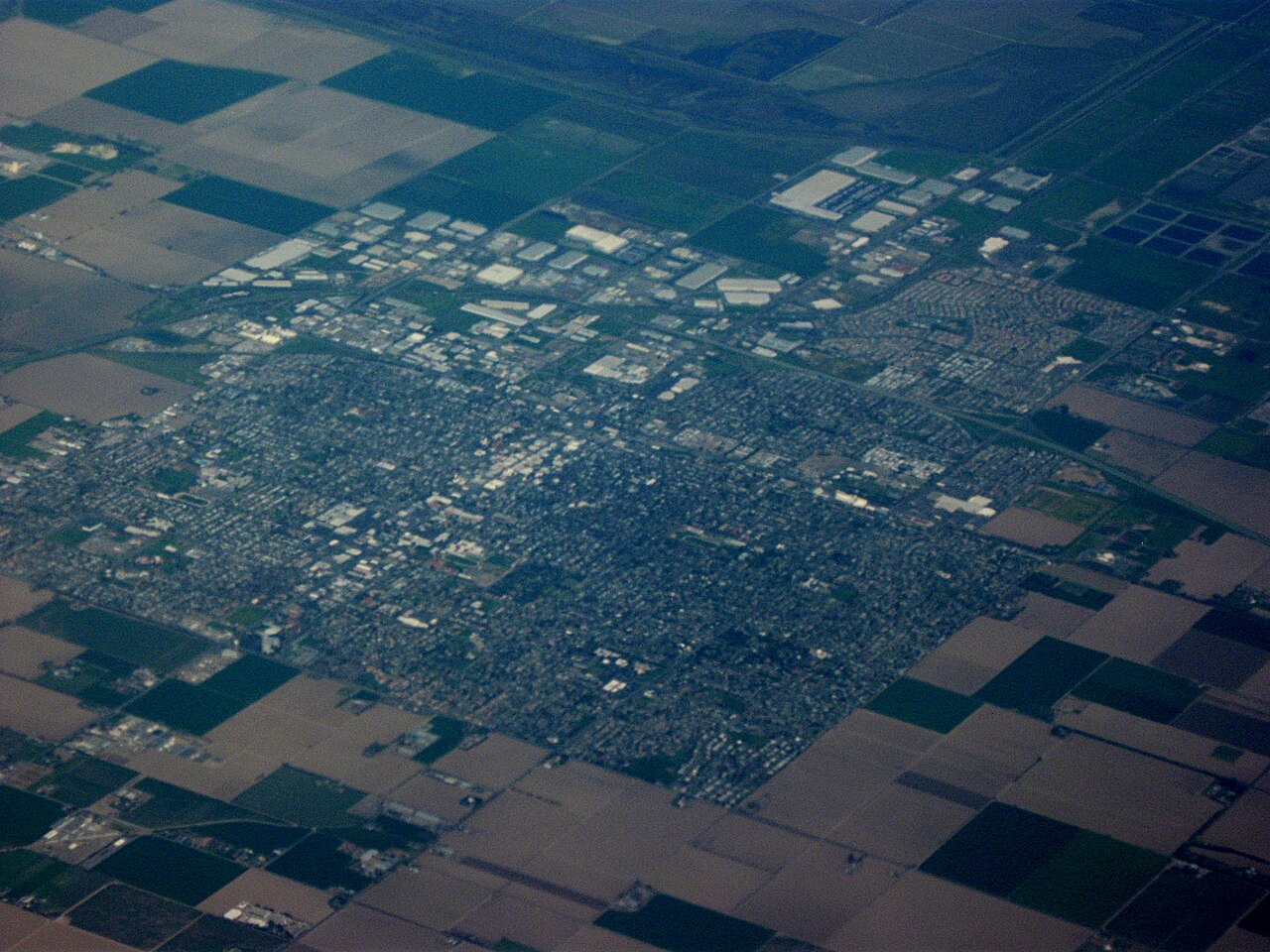 Aerial view of Woodland, the county seat of Yolo County, California